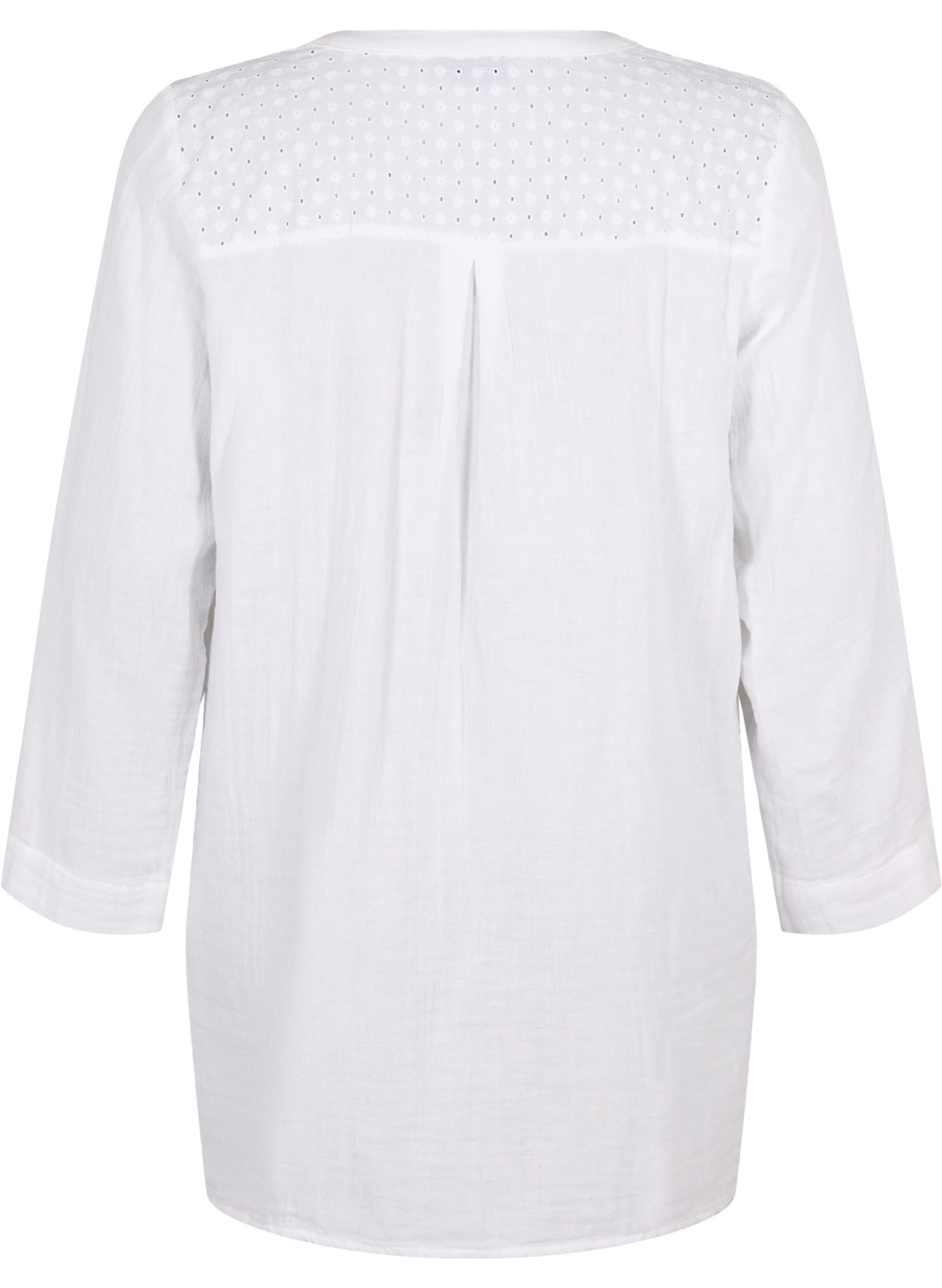 Zizzi Tunika i bomull med engelsk broderi, Bright White, Packshot image number 1
