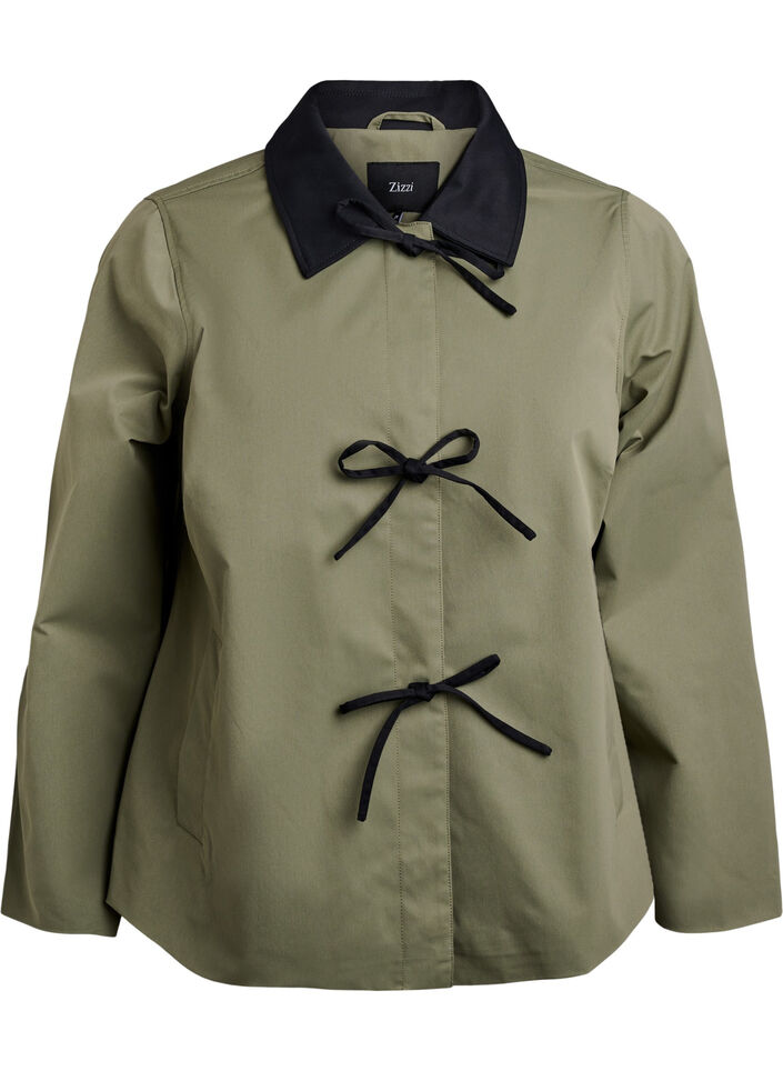 Vårjakke med sløyfe-detaljer, Deep Lichen Green, Packshot
