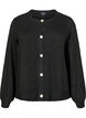 Strikket cardigan med ull og knapper, Black Solid, Packshot image number 0