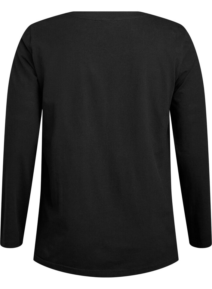 Basis jersey bluse med lange ermer, Svart, Packshot image number 1