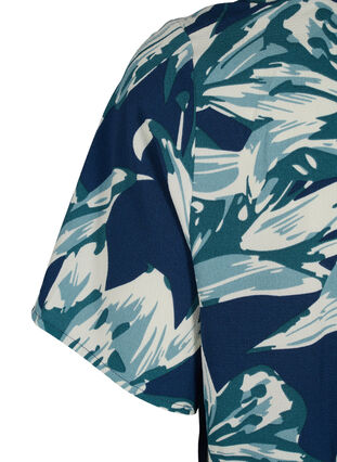 Bluse med korte ermer og V-hals, Navy B.Big FlowerAOP, Packshot image number 3