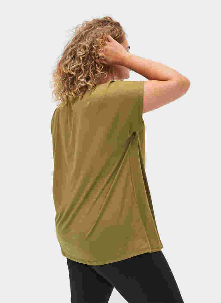 Ensfarget T-skjorte til trening, Olive Drab, Model image number 1