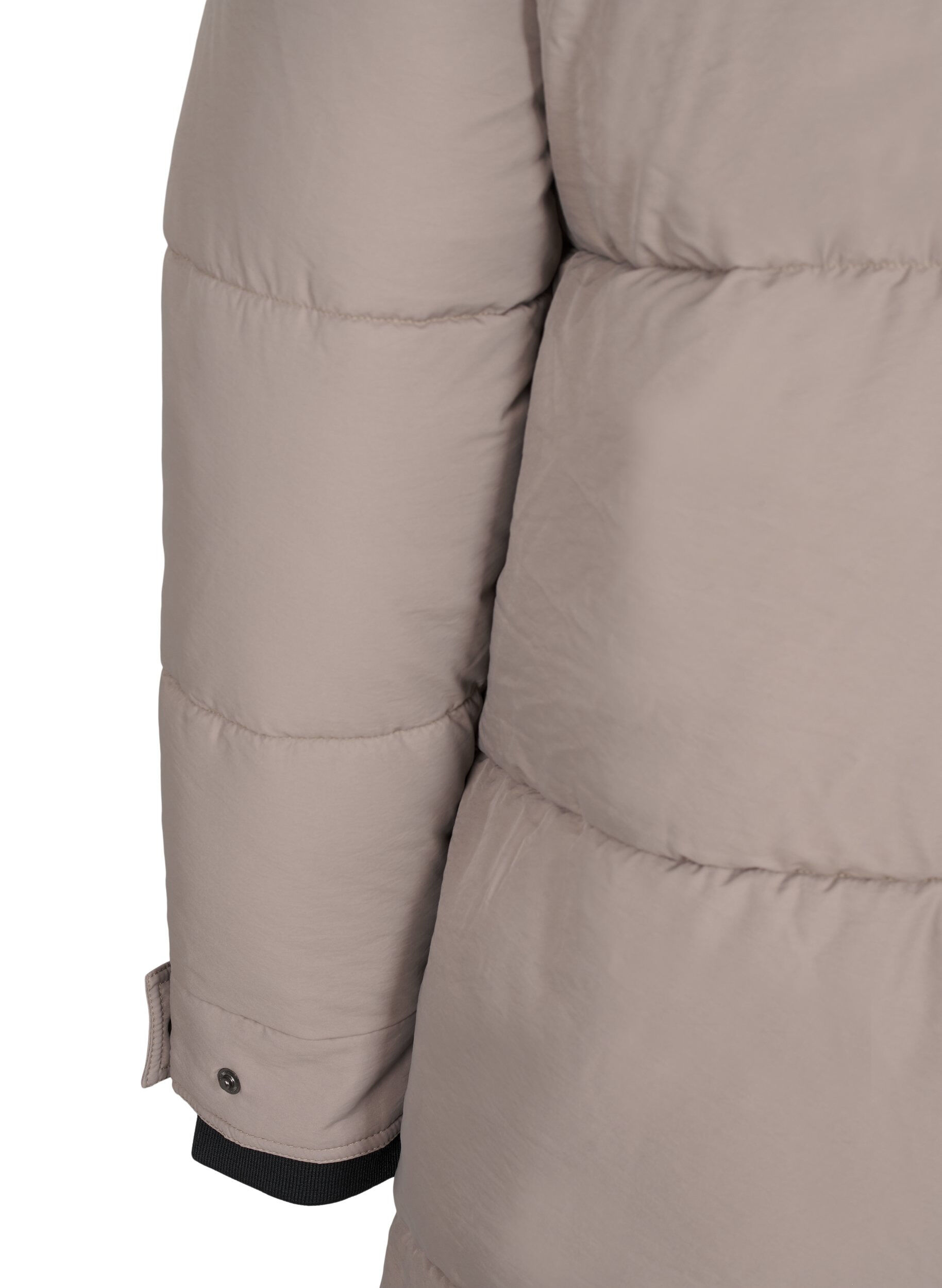 Zizzi Pufferjakke med hette og kontrastdetaljer, Beige, Packshot image number 4