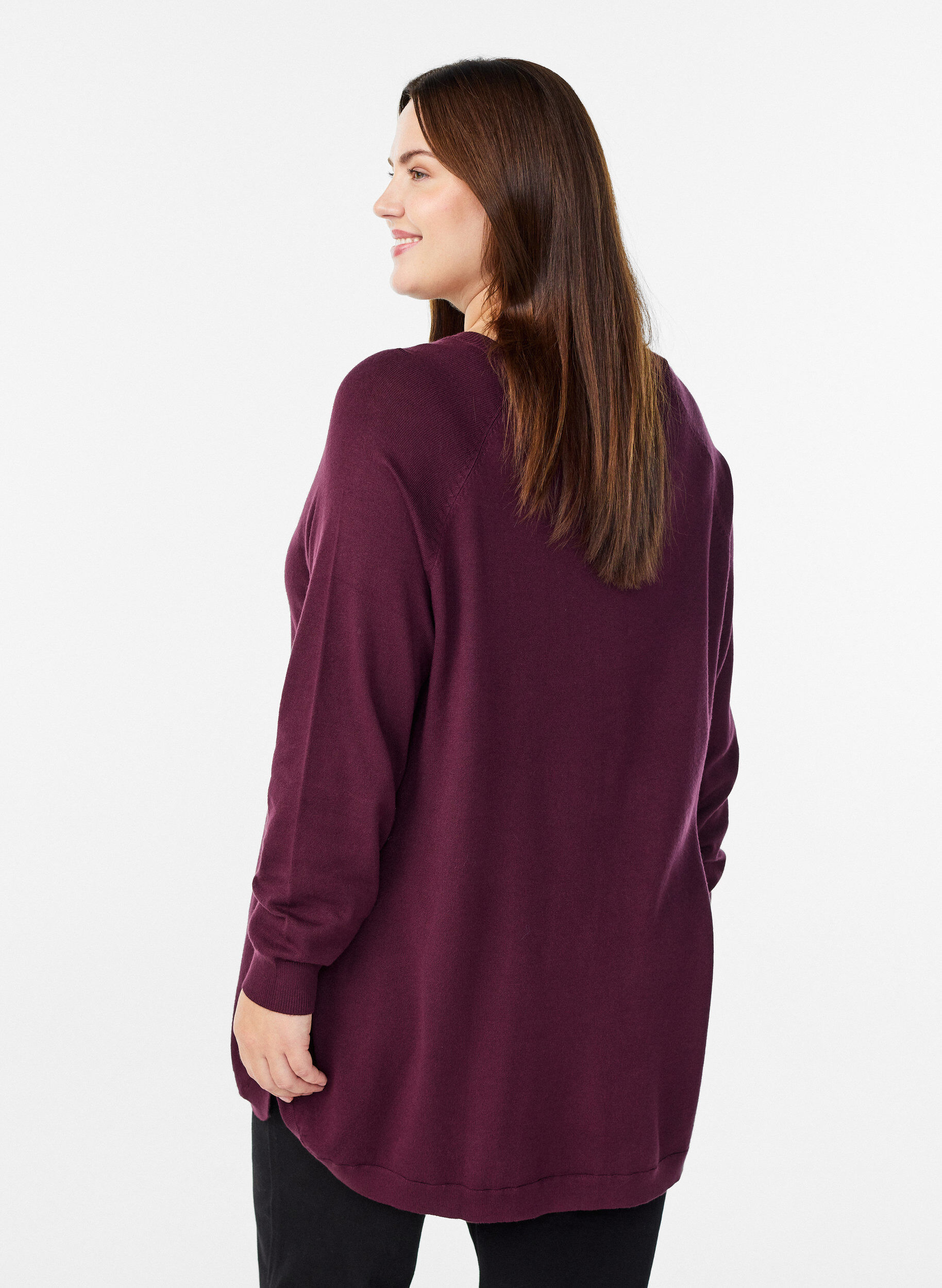 ZizziStrikkebluse med knapper i sidene, R&oslash;d, Model image number 2
