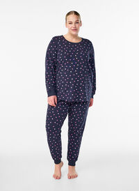 Trykte pyjamasbukser, Blå Trykte pyjamasbukser, Blå, Model