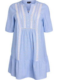 Kort kjole med blondebånd og A-form, Blue Stripe
