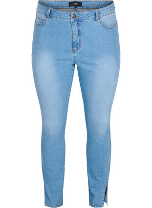Amy jeans med høyt liv og splitt, Light blue, Packshot image number 0