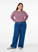 Stripete bluse med lange ermer, Rosa, Model image number 1