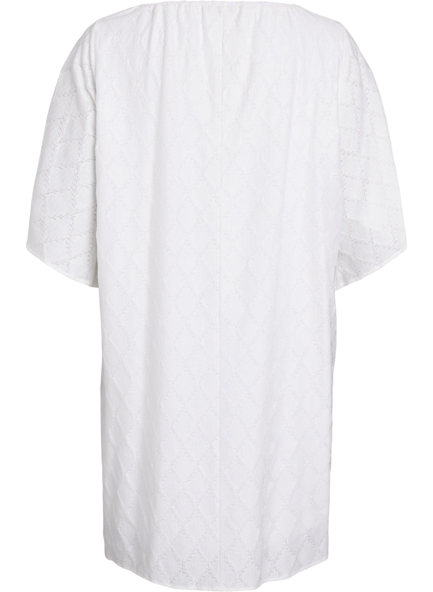 Zizzi Festkjole i knelengde med vide ermer, Hvit, Packshot image number 1