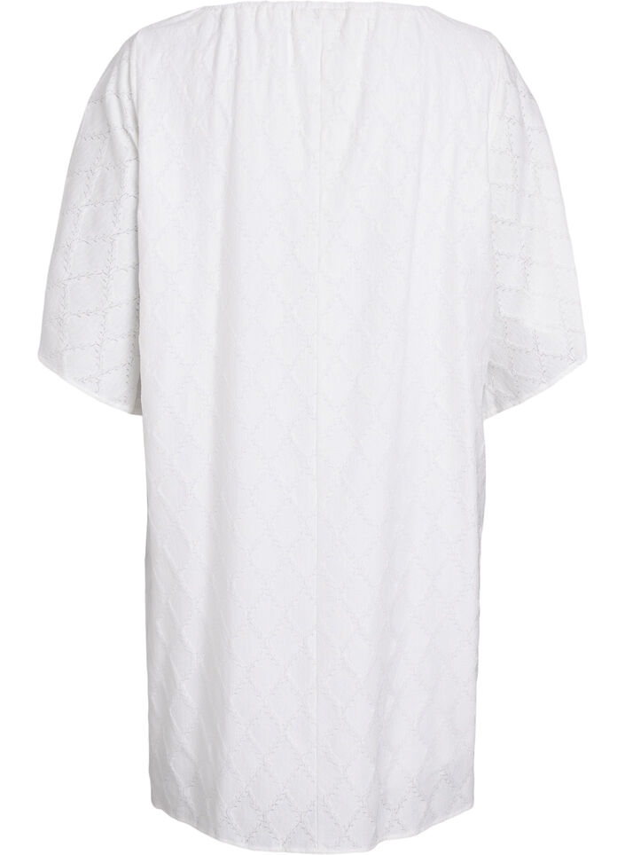 Festkjole i knelengde med vide ermer, Hvit, Packshot image number 1