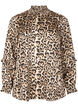 Smocket bluse med leopardmønster, Brun, Packshot image number 0