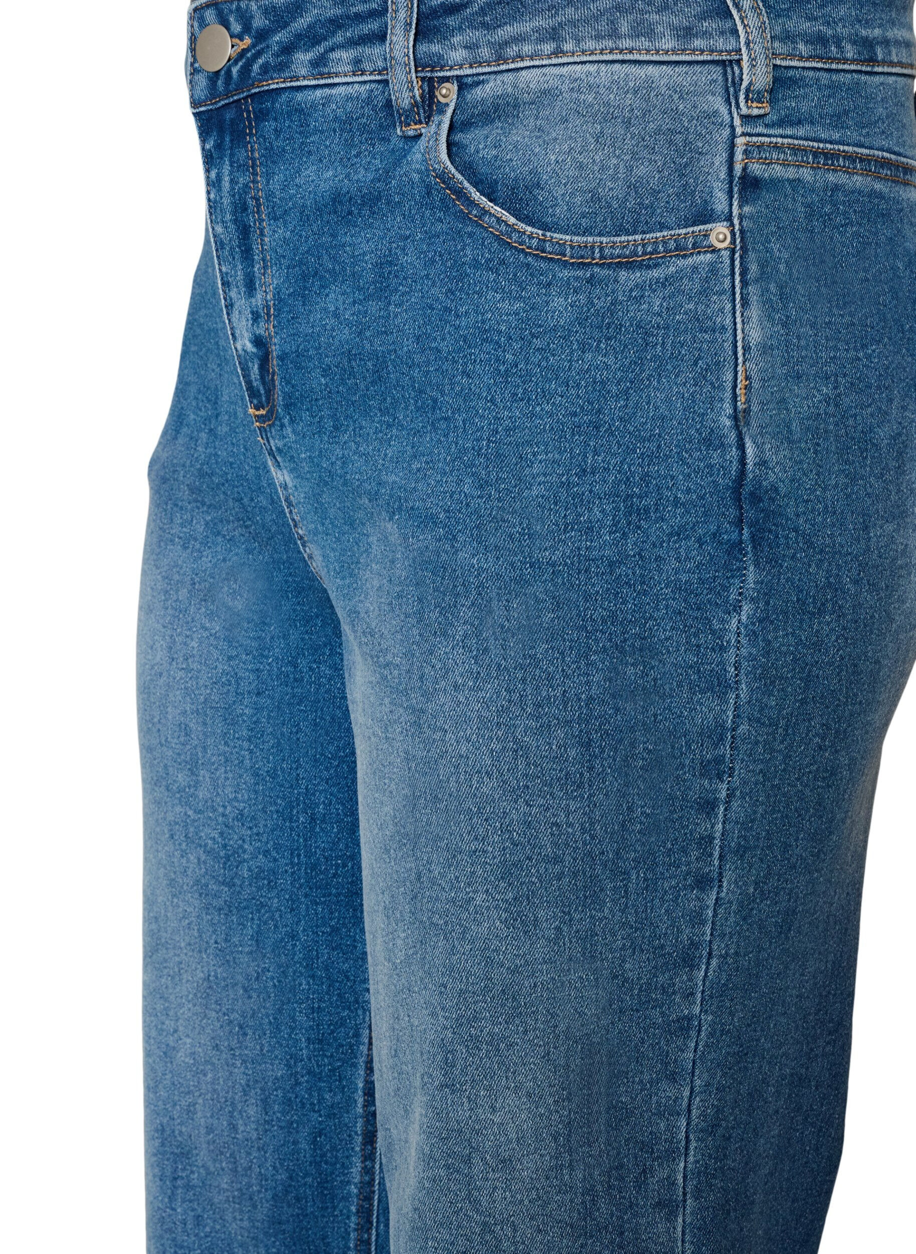 ZizziStraight jeans med et lett slitt utseende, Bl&aring;, Packshot image number 2