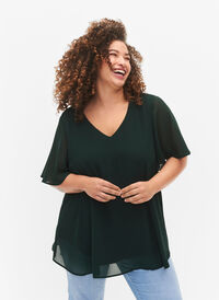 V-hals bluse med korte ermer, Scarab, Model