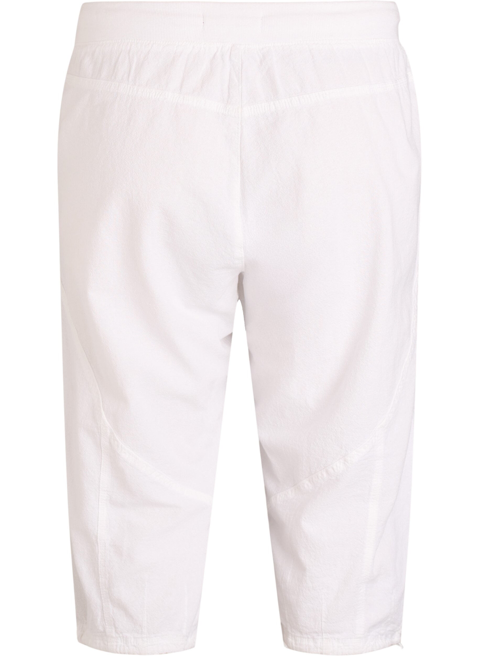 ZizziCapribukser i bomull, Hvit, Packshot image number 1