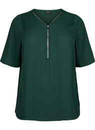 Bluse med V-hals og glidelås, Scarab