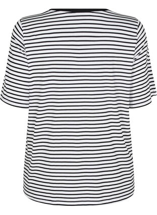 Zizzi T-skjorte med TENCEL™ Lyocell og striper, Hvit, Packshot image number 1