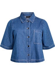 Kort stripete denimskjorte, Blue Denim Stripe
