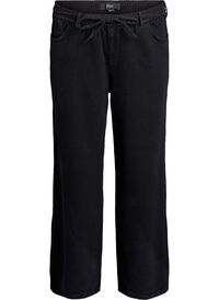 Loose fit-jeans med elastisk linning og snøring, Svart Loose fit-jeans med elastisk linning og snøring