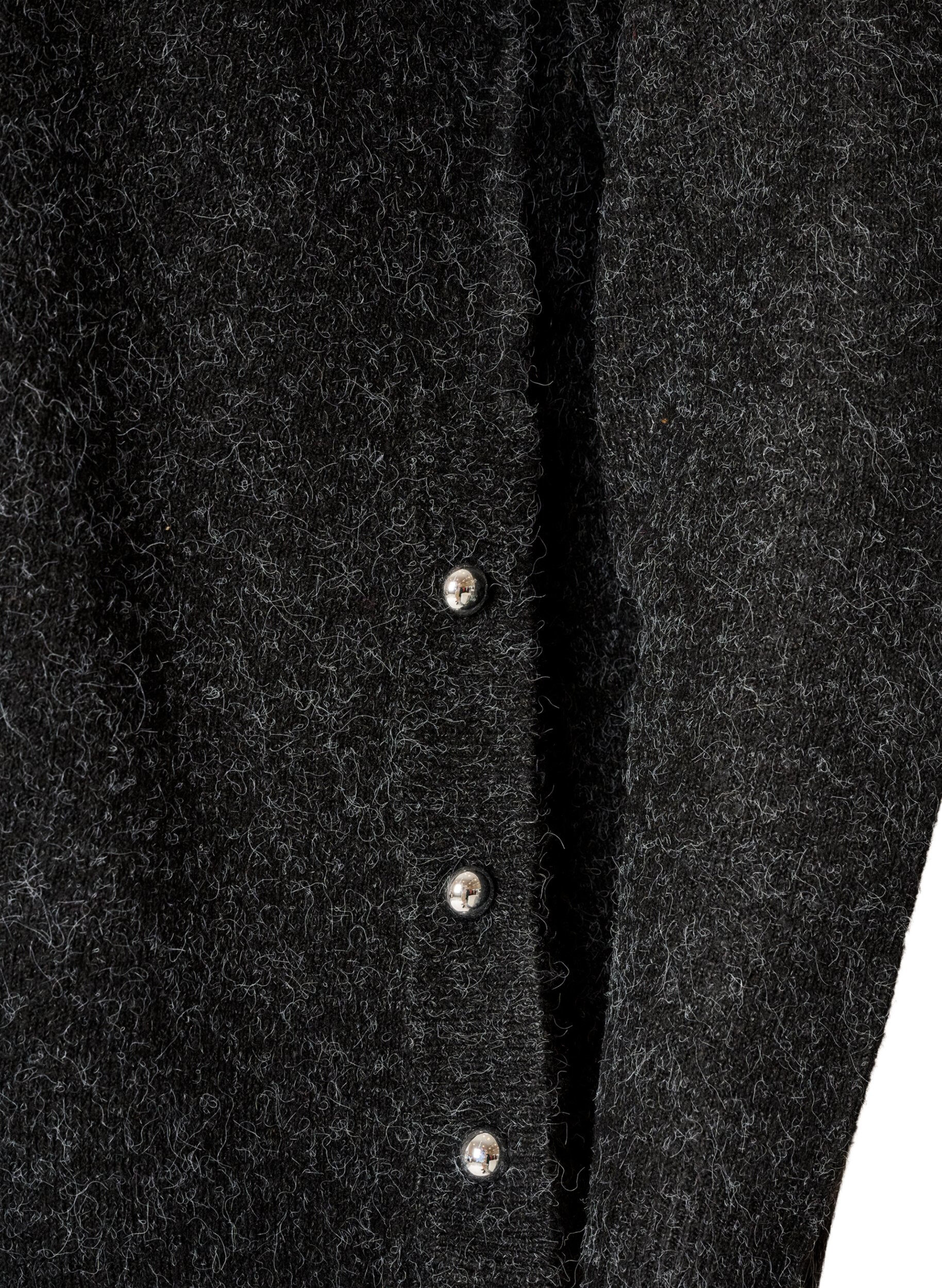 ZizziLang strikkebluse med kuleknapper, Gr&aring;, Packshot image number 3
