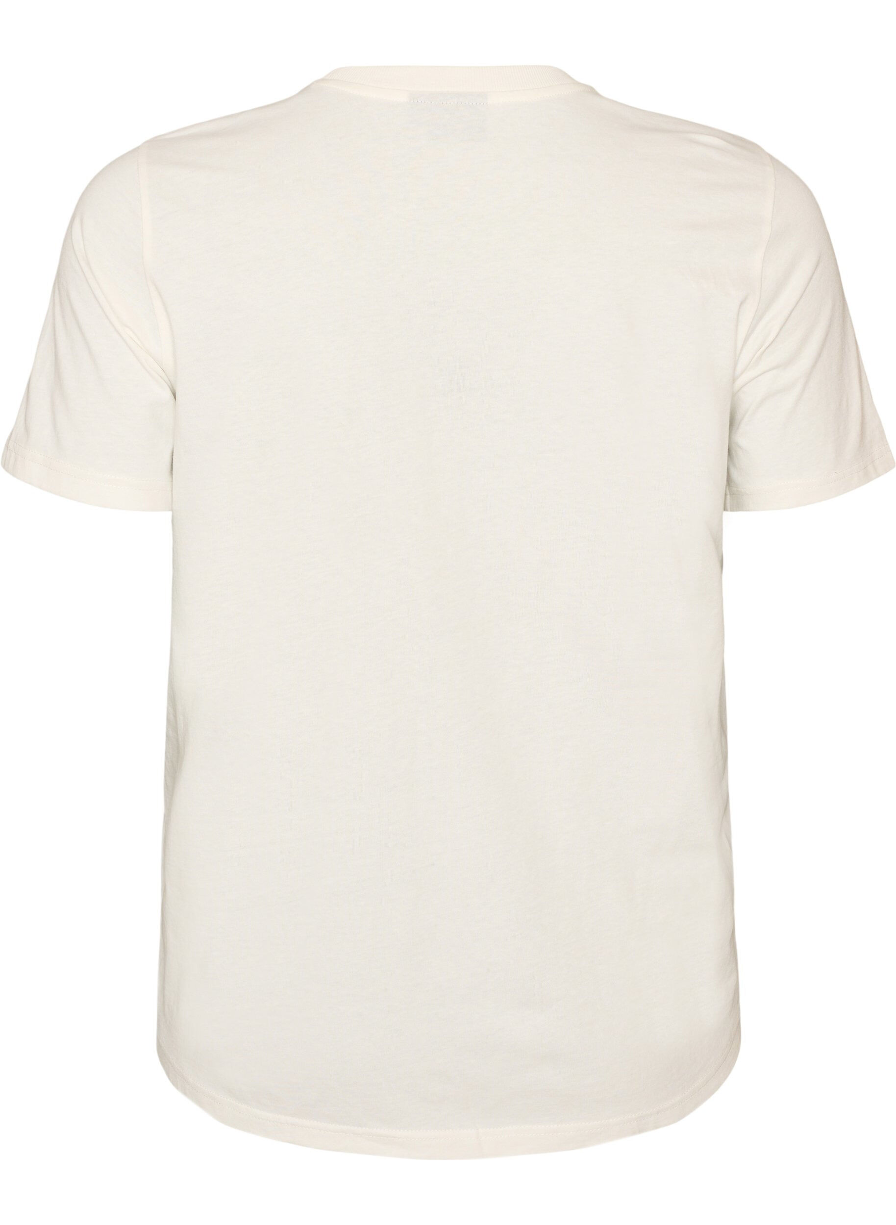 ZizziBomulls-T-skjorte med trykk, Hvit, Packshot image number 1