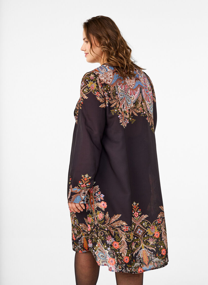 Midikjole med paisleym&oslash;nster, Black Paisley, Model image number 1