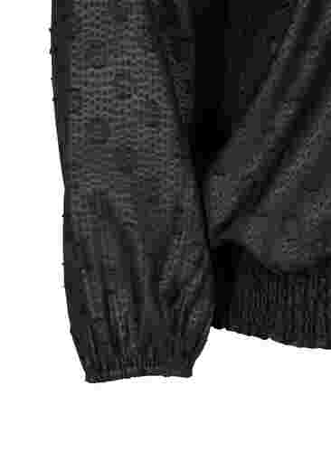 Mønstret bluse med lange ermer og smock, Black, Packshot image number 2
