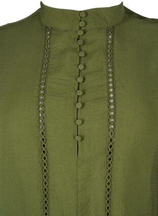 Zizzi Knelang kjole med broderi og 3/4-ermer, Winter Moss, Packshot image number 2