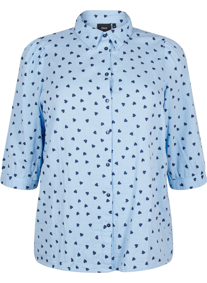 Skjortebluse med 3/4 ermer, D.R.Blue N.A.Hearts, Packshot