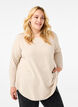 Strikket bluse med perledetaljer, Pumice Stone Mel., Model image number 0