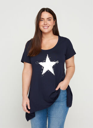 T-skjorte i bomull med A-form, Night Sky STAR, Model image number 0
