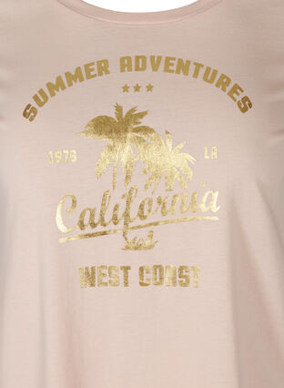 Kortermet T-skjorte i bomull med trykk, Rose Smoke CALIFORN, Packshot image number 2