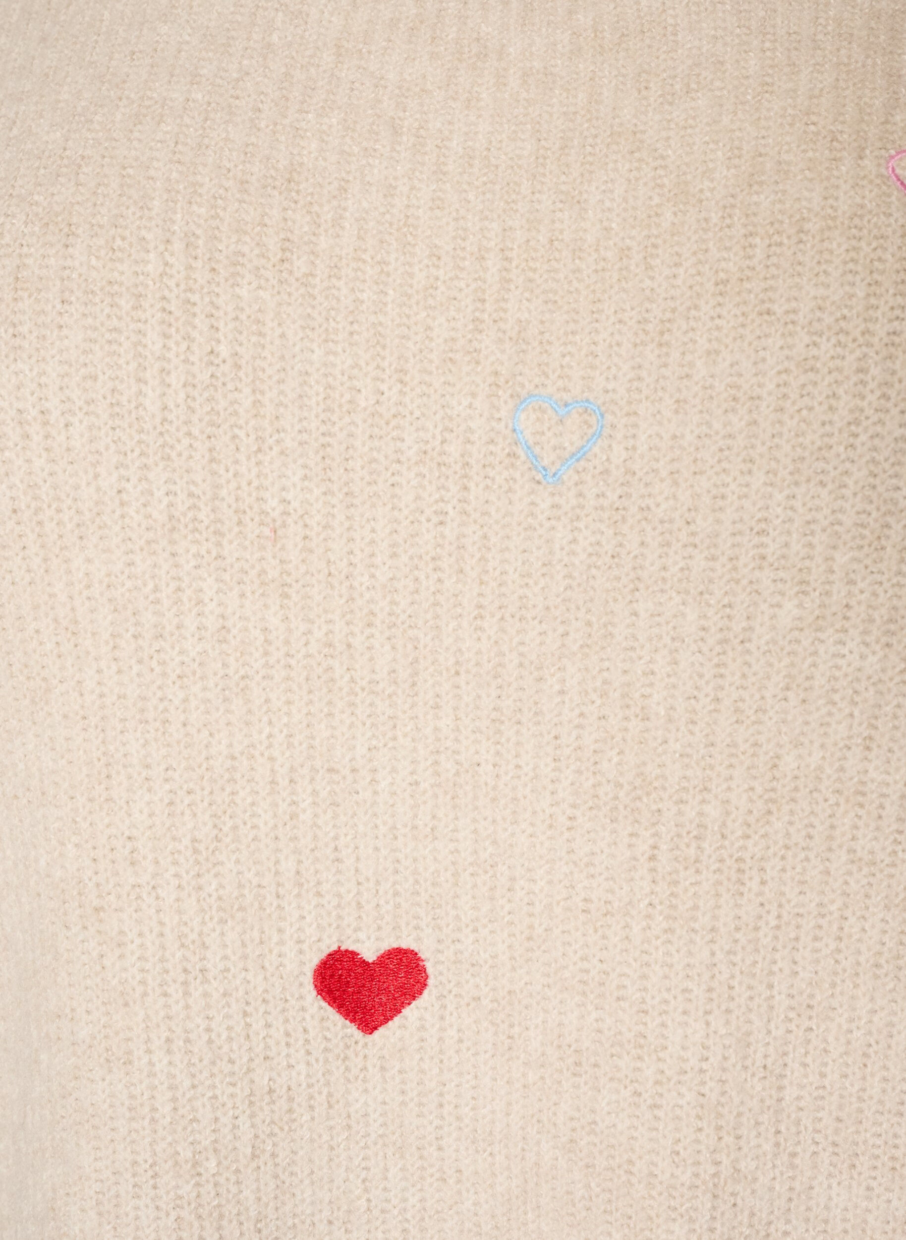 ZizziStrikket bluse med hjerter og 3/4-ermer, Beige, Packshot image number 2