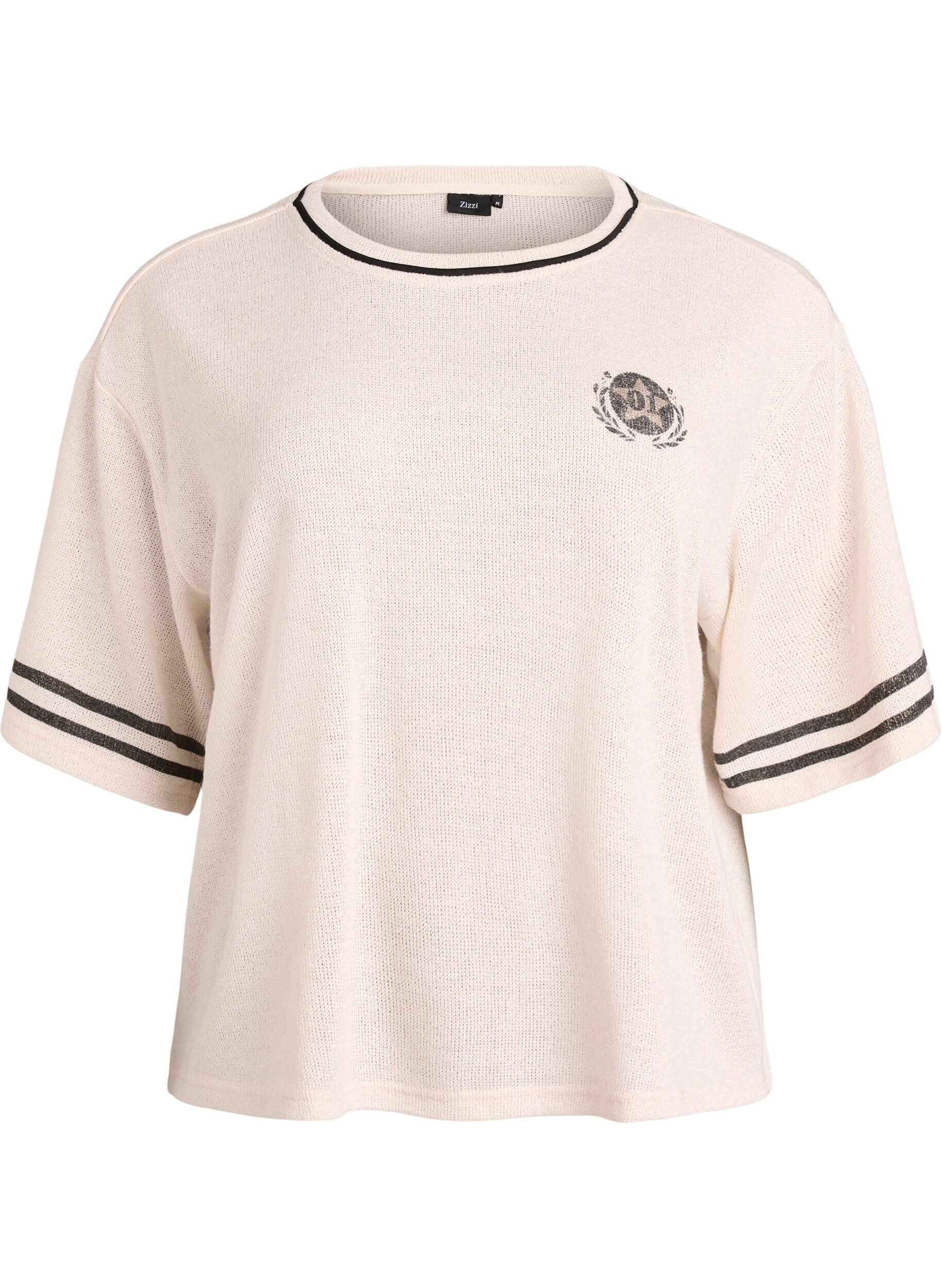 Kortermet bluse med kontraststriper