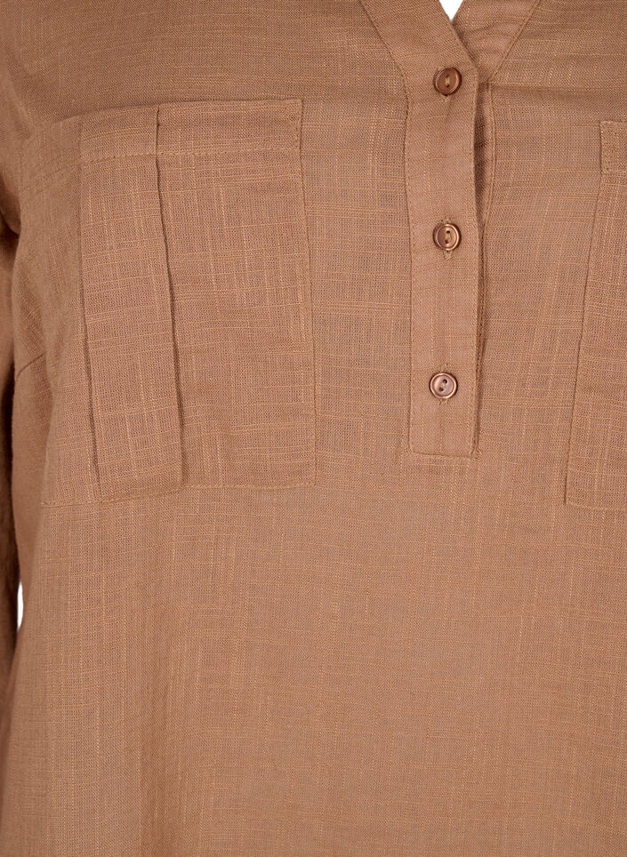 Tunika i bomull med 3/4 ermer, Coca Mocha, Packshot image number 2