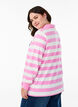 Stripete poloskjorte med frottédetaljer, Bubblegum w. White, Model image number 1
