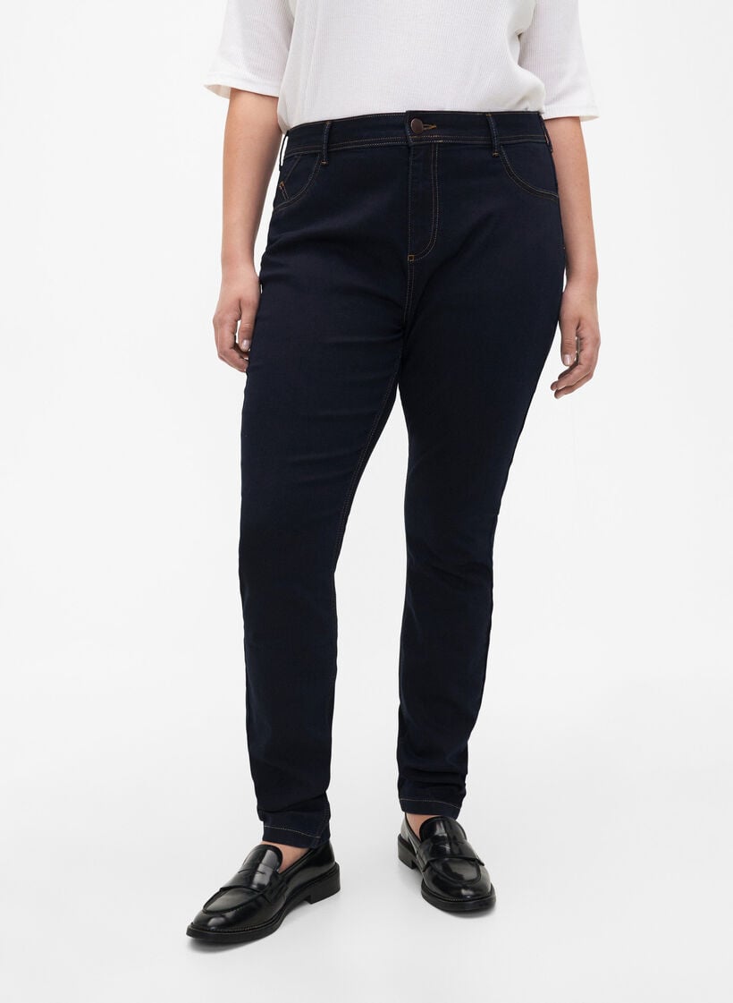 Super slim Amy jeans med høyt liv, Blå, Model image number 2