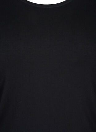Ensfarget basisbluse i bomull, Solid Black, Packshot image number 2