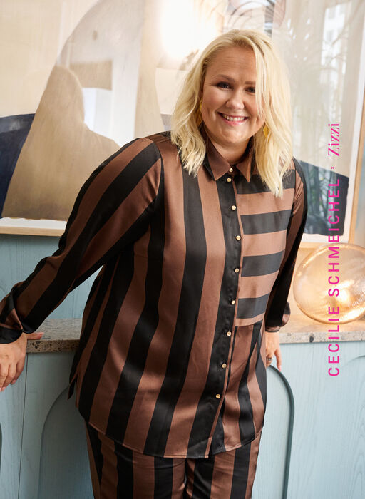Satengskjorte med striper, Chestnut/B. Stripes, Image