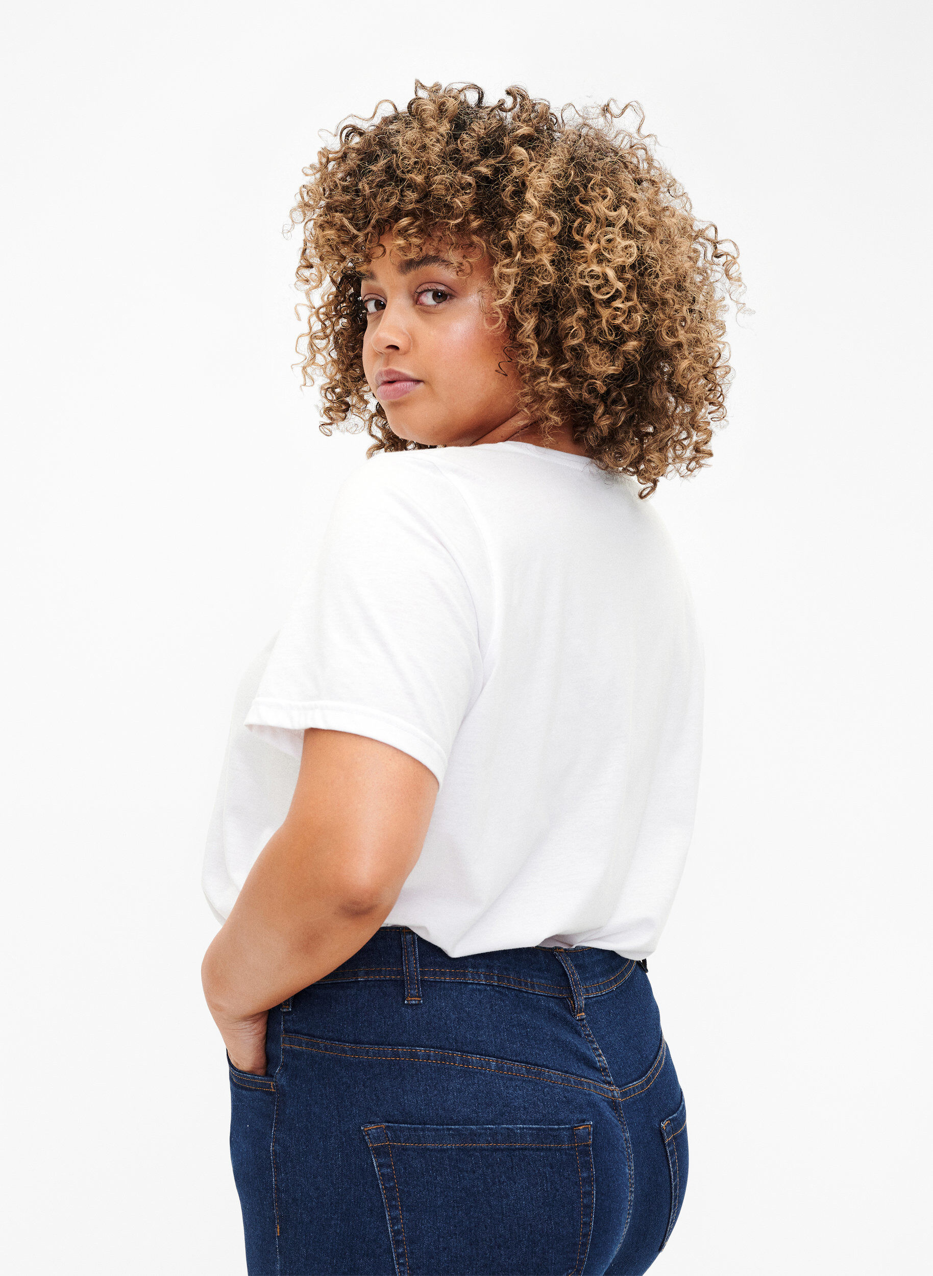 Zizzi FLASH - T-skjorte med motiv, Bright White, Model image number 1