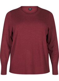 FLASH – strikket bluse med rund hals, Merlot Mel.