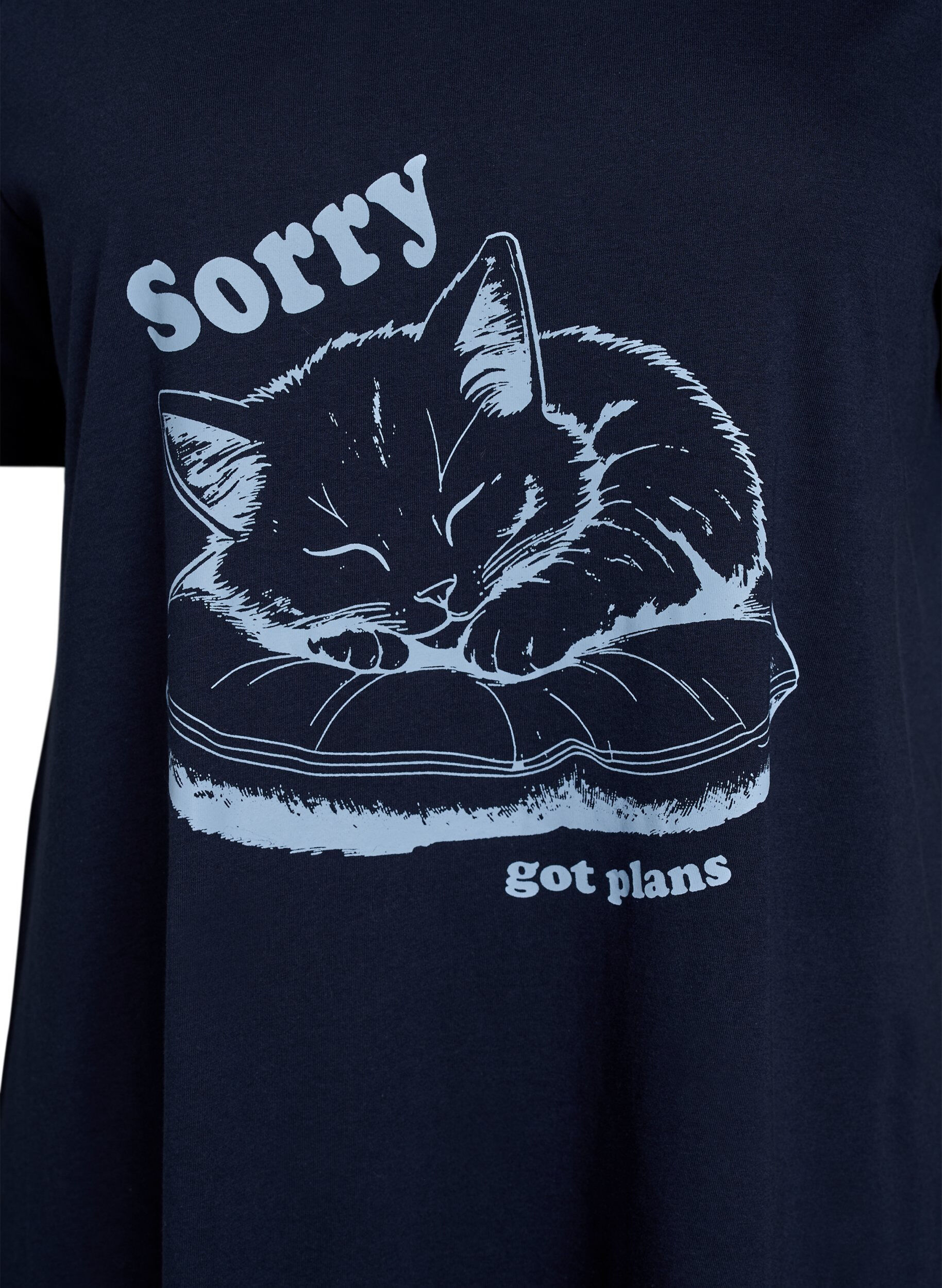 ZizziKortermet nattkjole i &oslash;kologisk bomull, Bl&aring;, Packshot image number 2