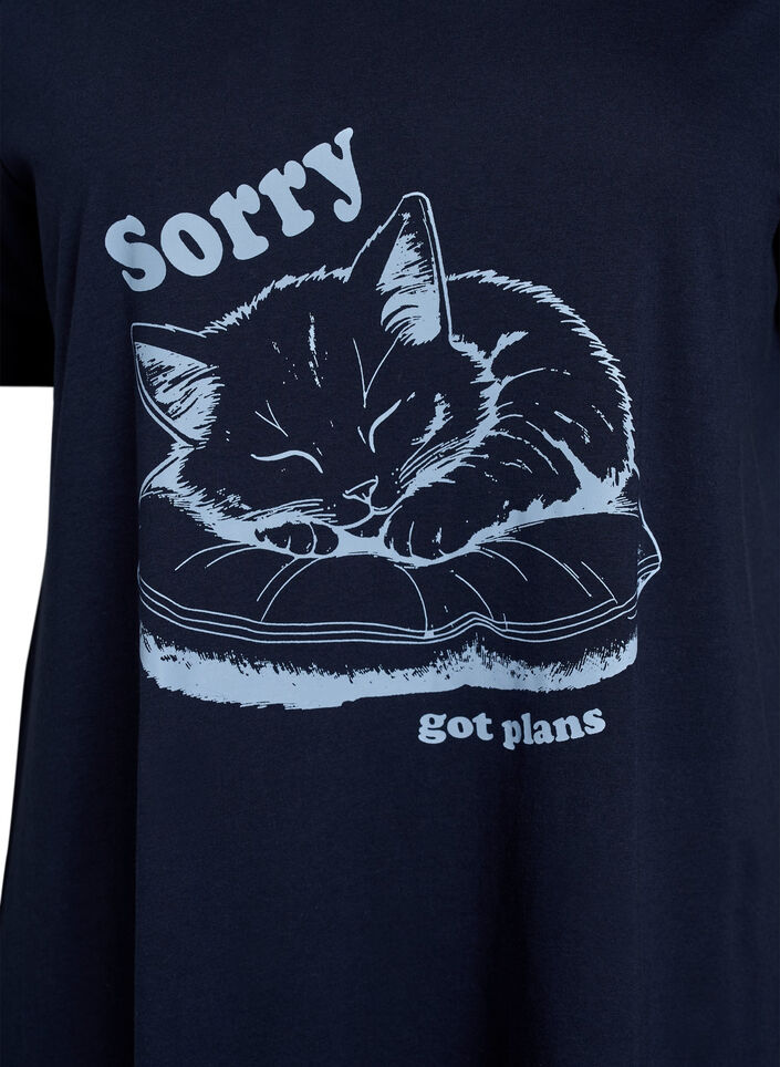 Kortermet nattkjole i &oslash;kologisk bomull, Bl&aring;, Packshot image number 2