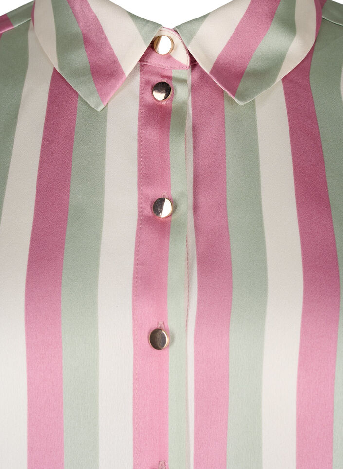 Stripete satengskjorte med krage, Rose Stripe, Packshot image number 2