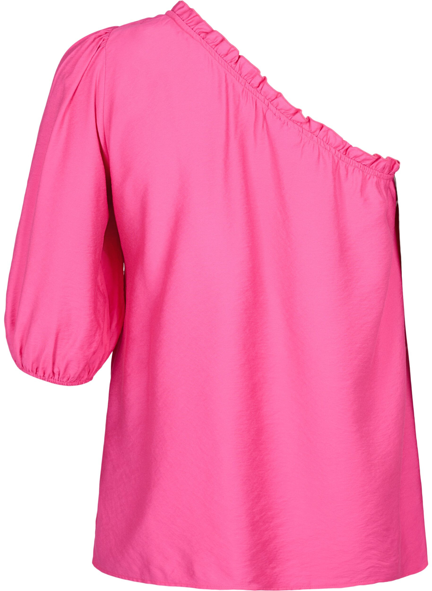 Zizzi One-shoulder bluse i viskose, Rosa, Packshot image number 1