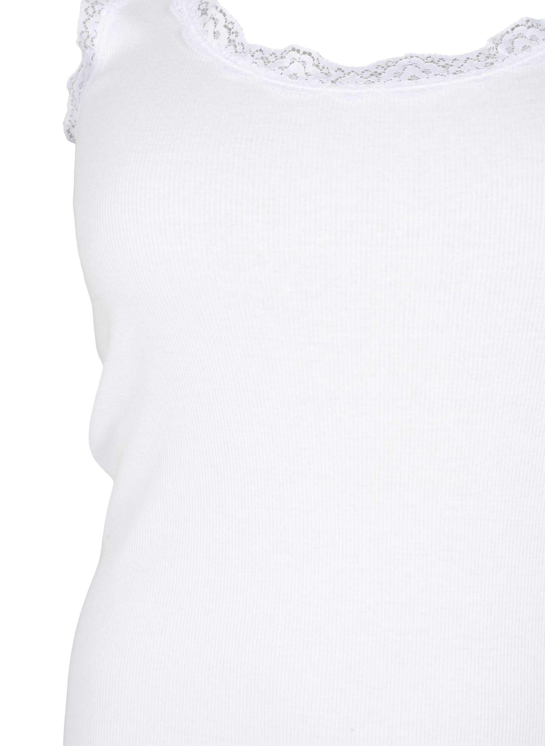 ZizziTopp med blondekant, Hvit, Packshot image number 2