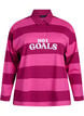 Stripete poloskjorte med brodert tekst, Rosa, Packshot image number 0