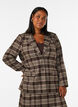 Rutete blazer med lommer og splitt bak, Brun, Model image number 0