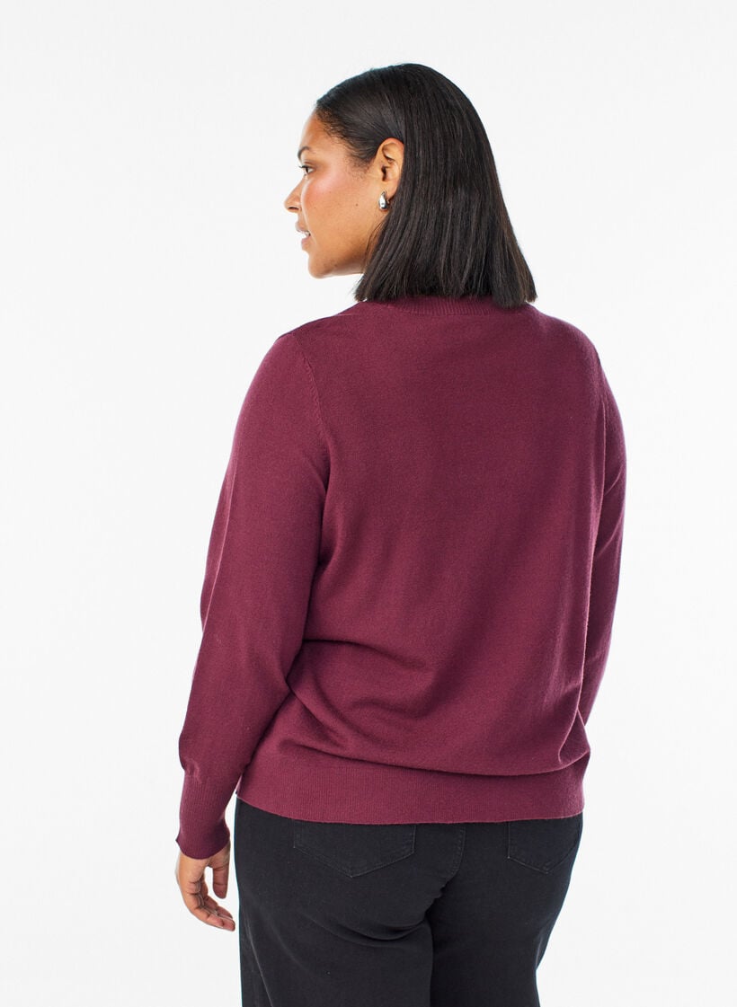 FLASH – strikket bluse med rund hals, Rød, Model image number 2
