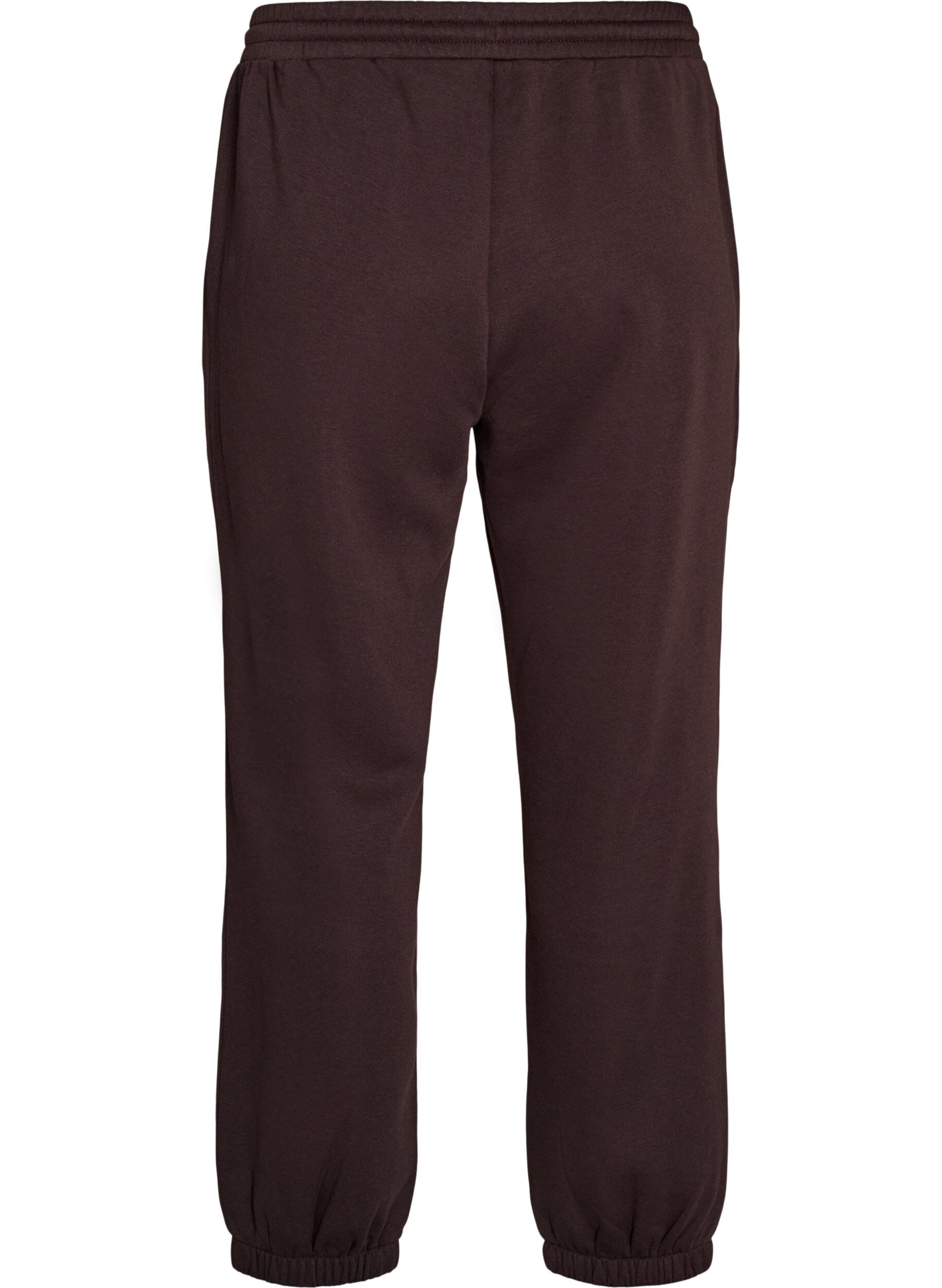 ZizziJoggebukse med h&oslash;y midje og sn&oslash;ring, Brun, Packshot image number 1
