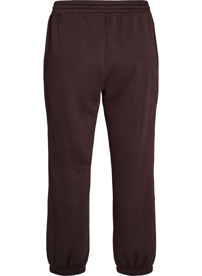 Joggebukse med h&oslash;y midje og sn&oslash;ring, Brun, Packshot image number 1